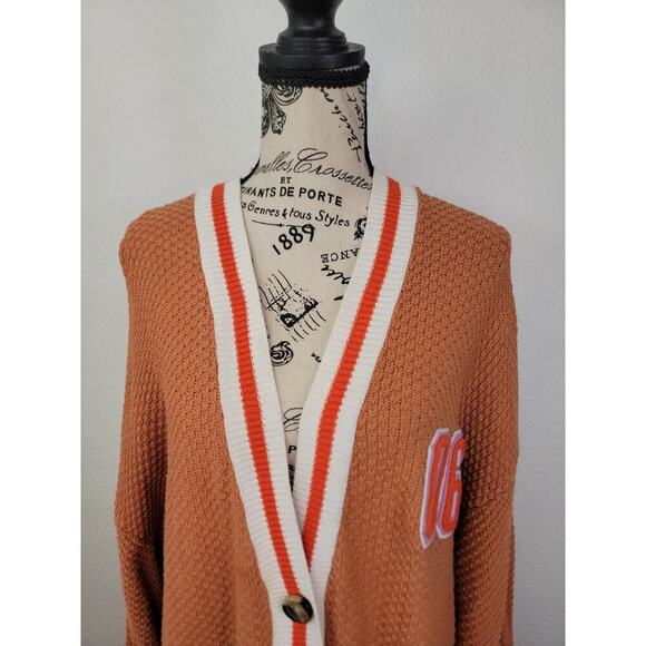 Aerie Oversized Varsity Cardigan Womens SZ Large Letterman Boyfriend Sweater - Picture 3 of 11
